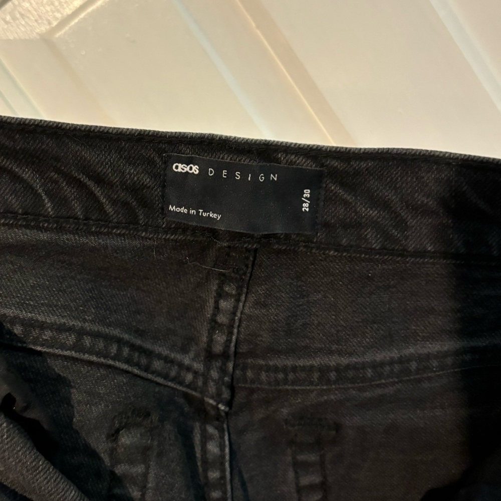 ASOS Design High Waisted Washed Black Flare Jeans - Picture 4 of 4